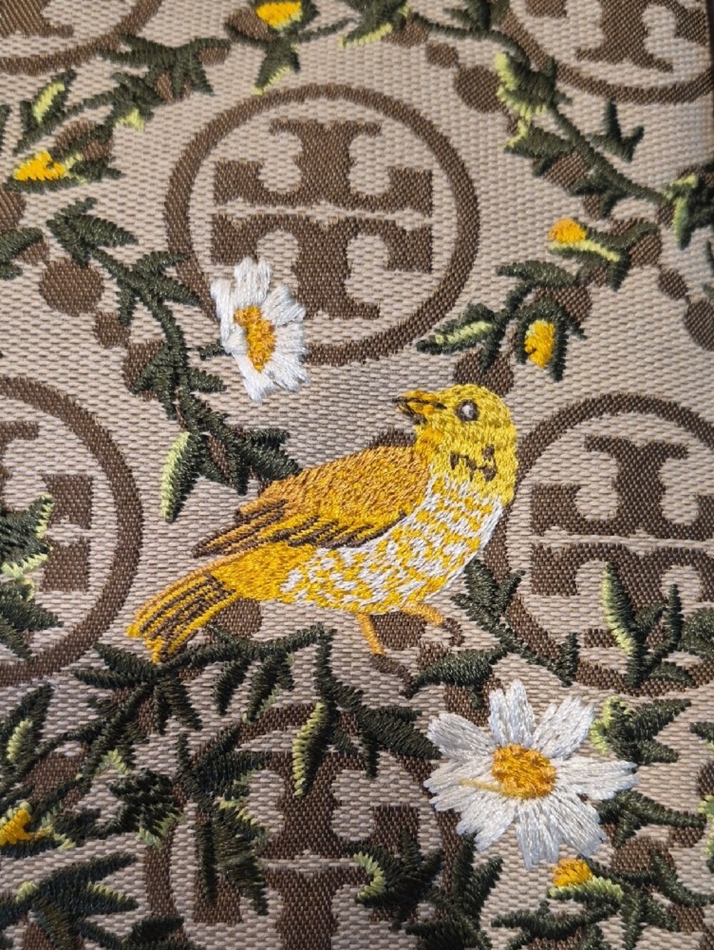 Tory Burch "T" monogram daisie and goldfinch brocade satchel - EUC - Picture 7 of 9